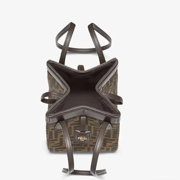 Cheap HOT In Origami Fabric Motif Bag Mini Fendi FF Brown 0531